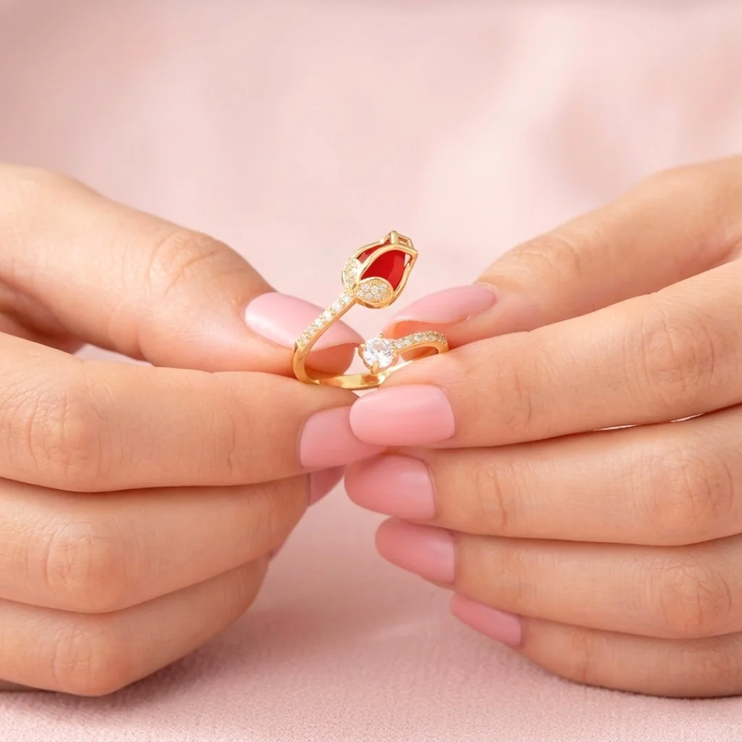 Anillo Ajustable Tulipán con Zirconias - Image 8