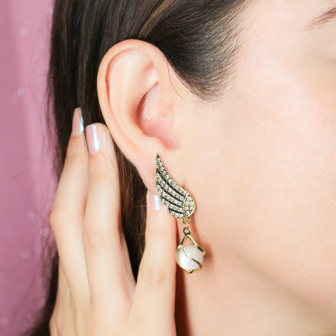 Aretes Pluma con Zirconia y Ópalo - Image 3