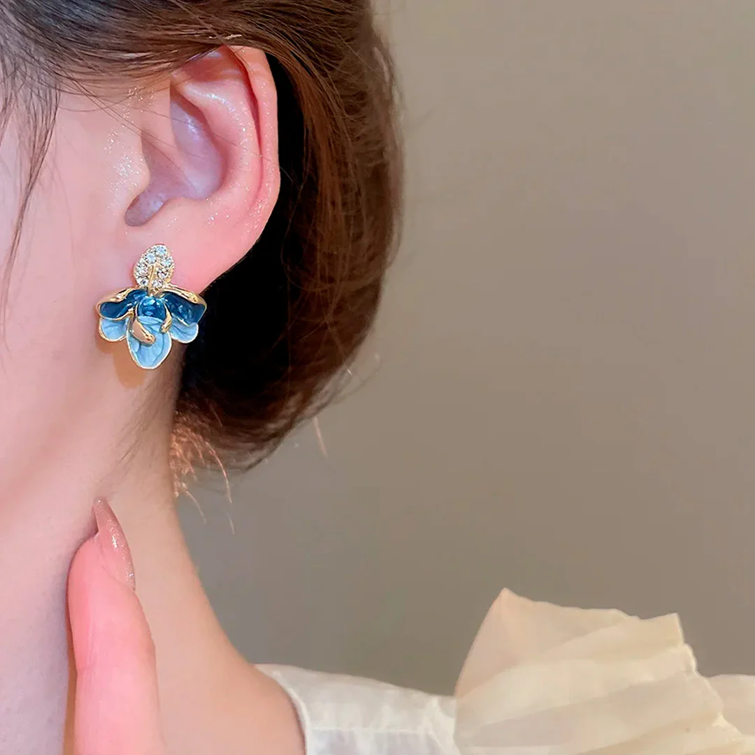 Aretes Flor y Perla Blue - Image 3