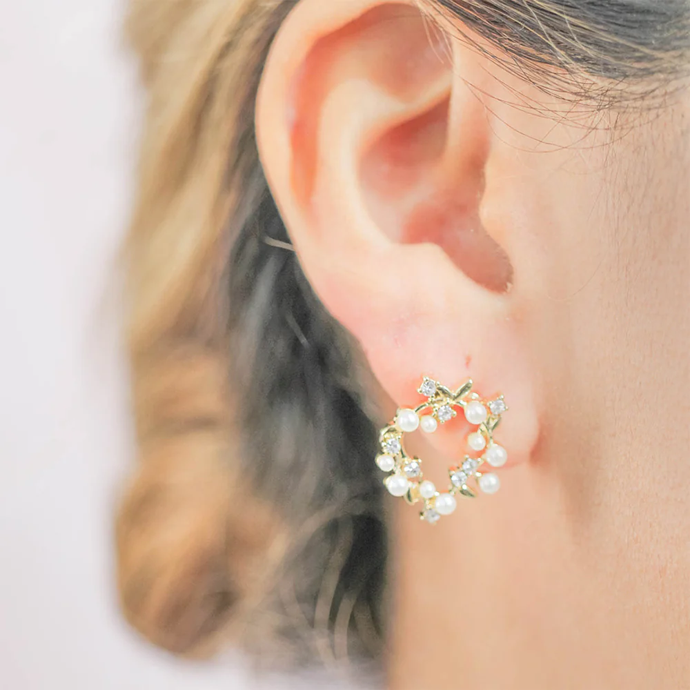 Aretes Corona de Laurel con Perlas - Image 6
