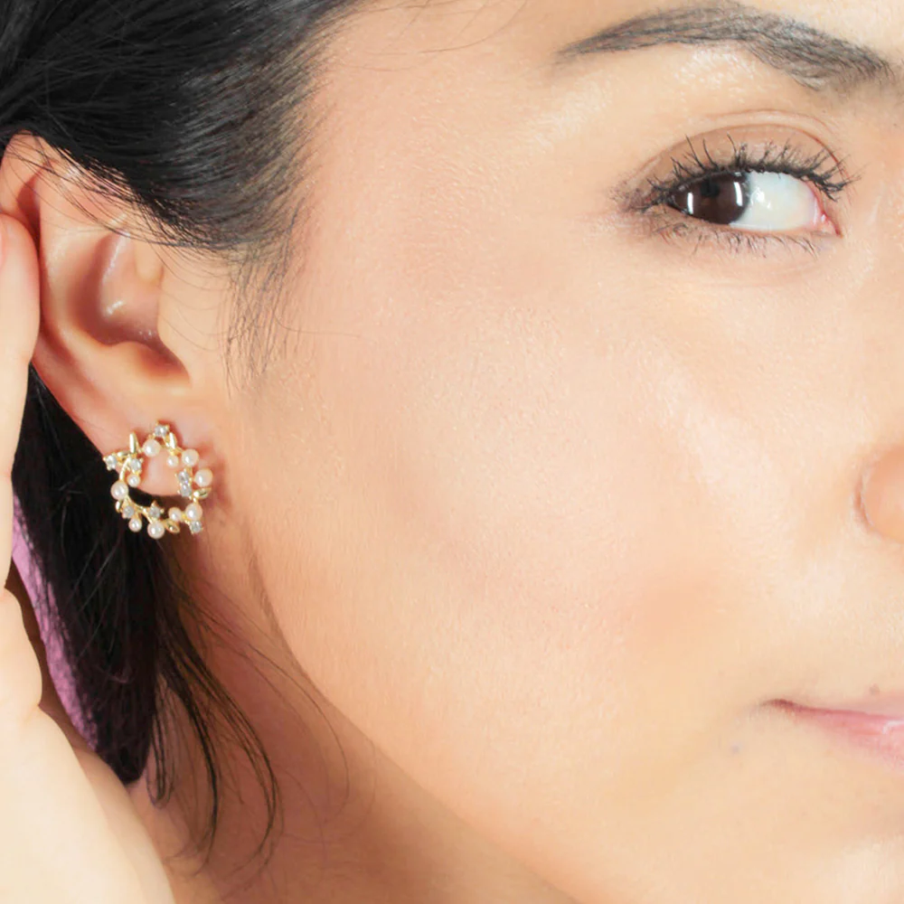 Aretes Corona de Laurel con Perlas - Image 9
