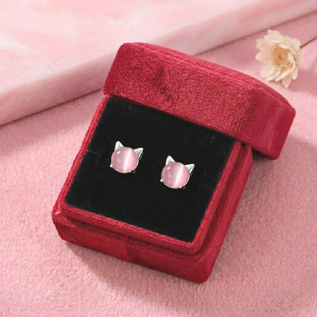 Aretes Pink Cat Plata925 - Image 2