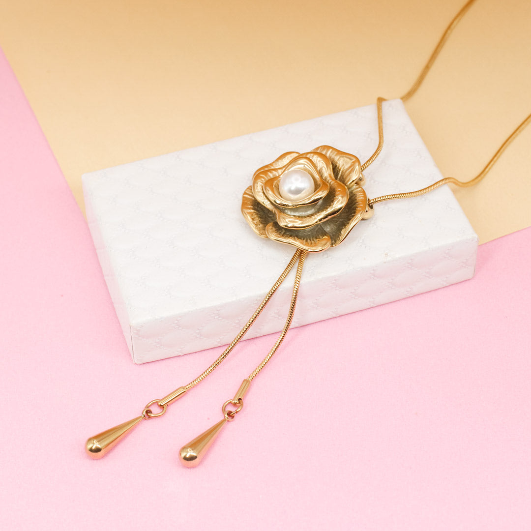 Collar Ajustable Flower Gold con Perla - Image 5