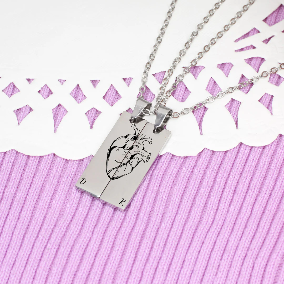 Collares de Placa Corazón Personalizado Pareja - Image 3