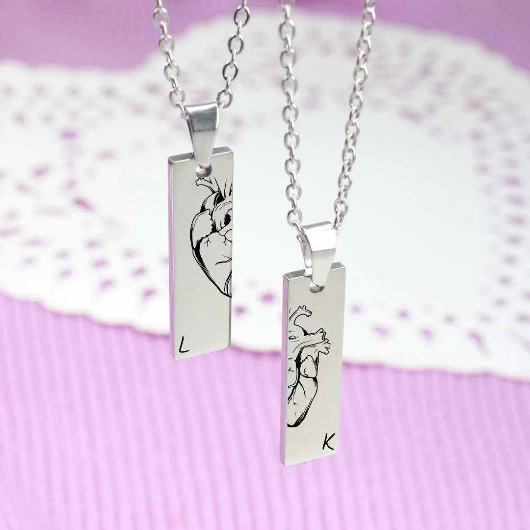 Collares de Placa Corazón Personalizado Pareja - Image 4