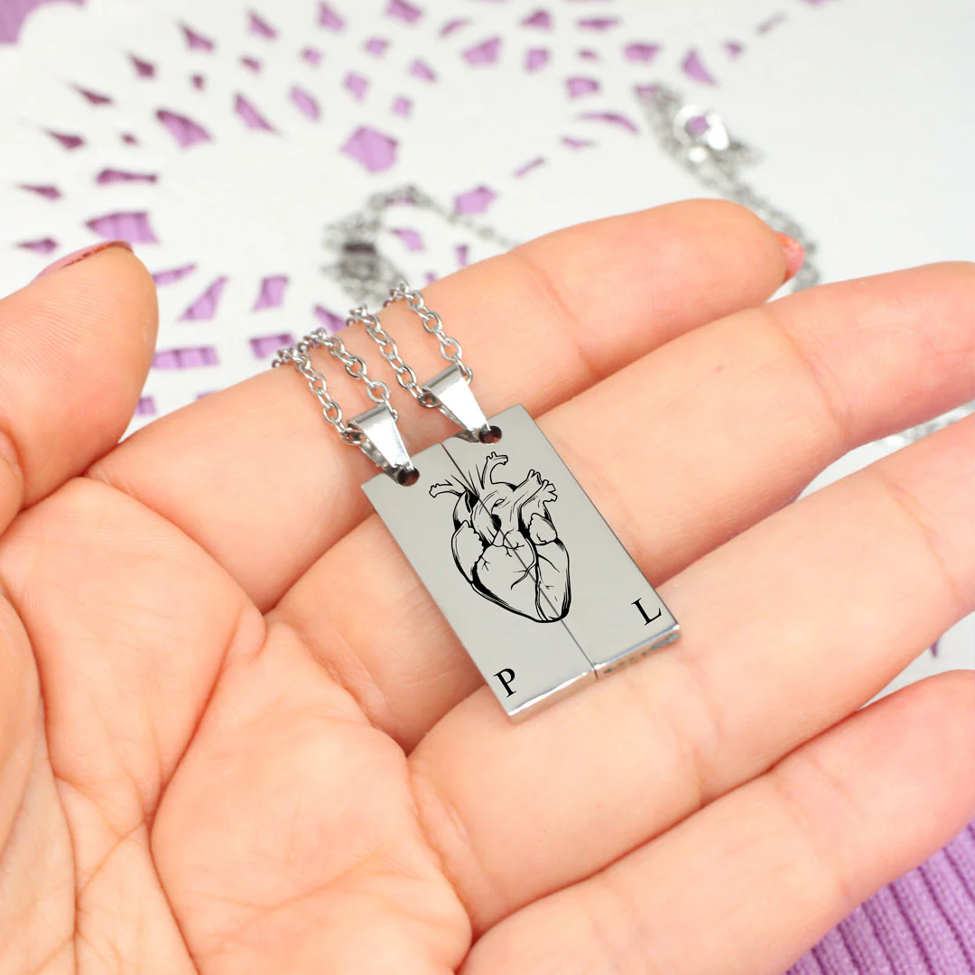 Collares de Placa Corazón Personalizado Pareja - Image 5