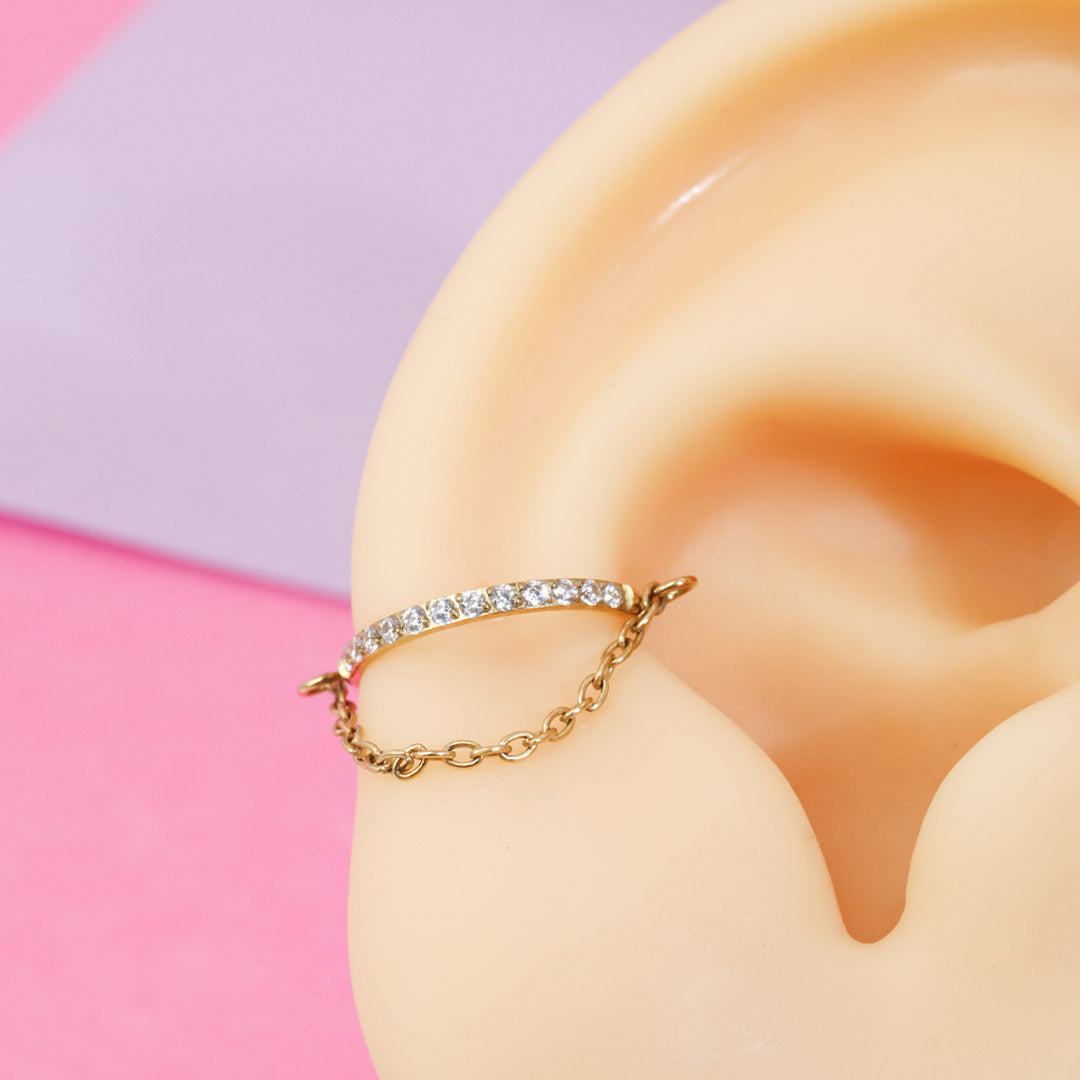 Piercing Aro Zirconias con Cadena Titanio - Image 4