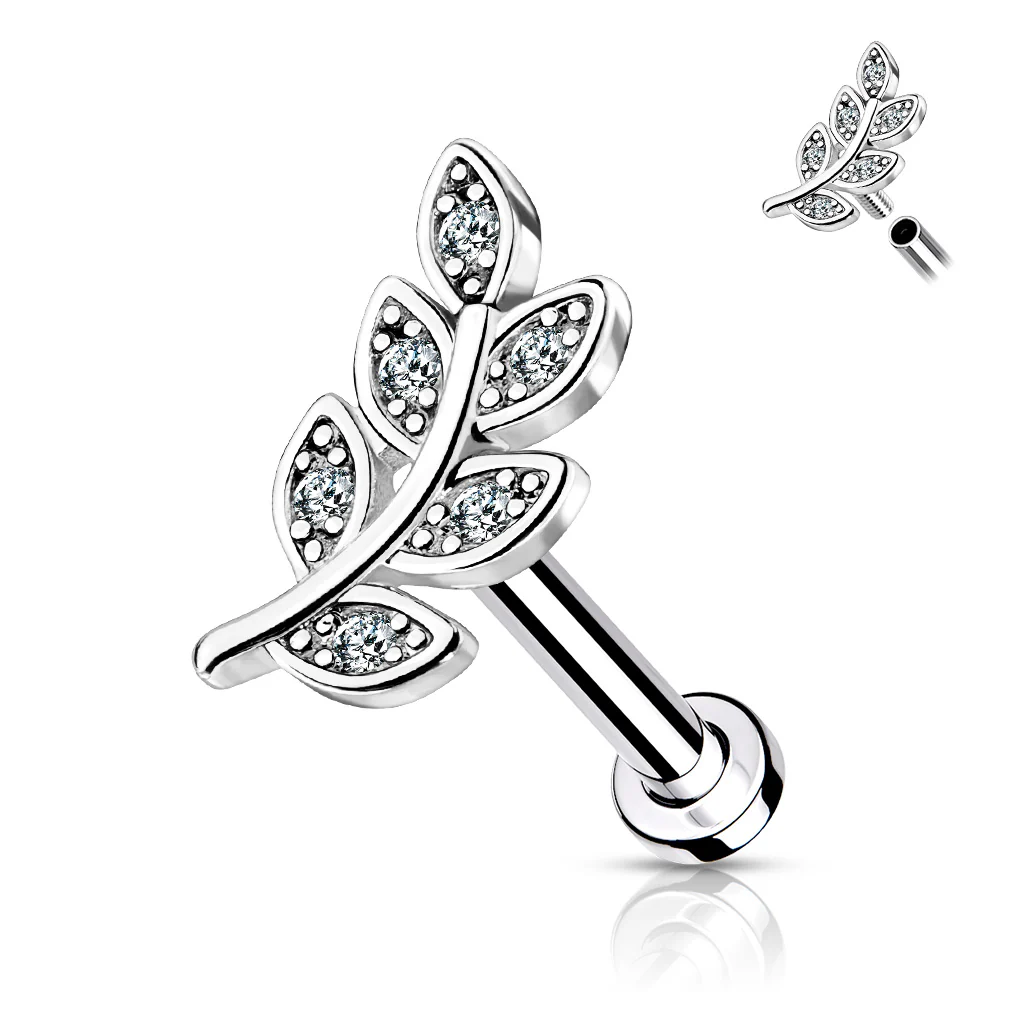 Piercing Hojita de Laurel Rosca Plana - Image 3