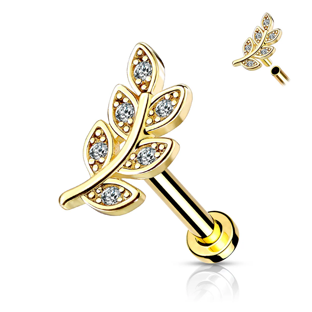 Piercing Hojita de Laurel Rosca Plana - Image 6