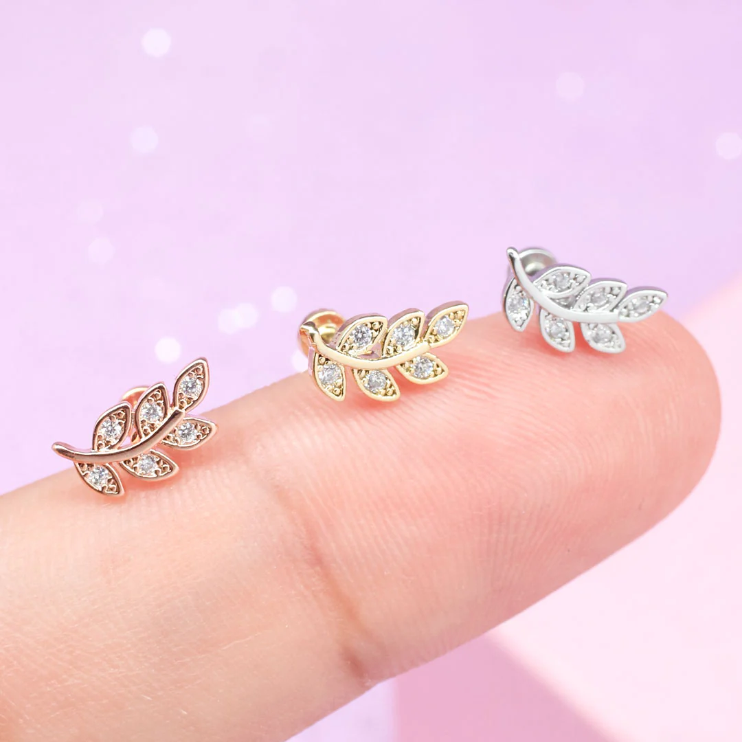 Piercing Hojita de Laurel Rosca Plana - Image 7