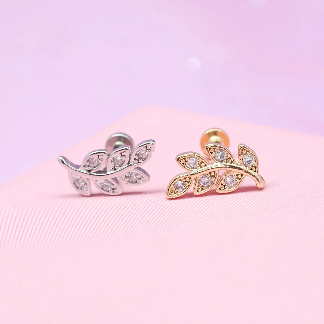 Piercing Hojita de Laurel Rosca Plana - Image 8