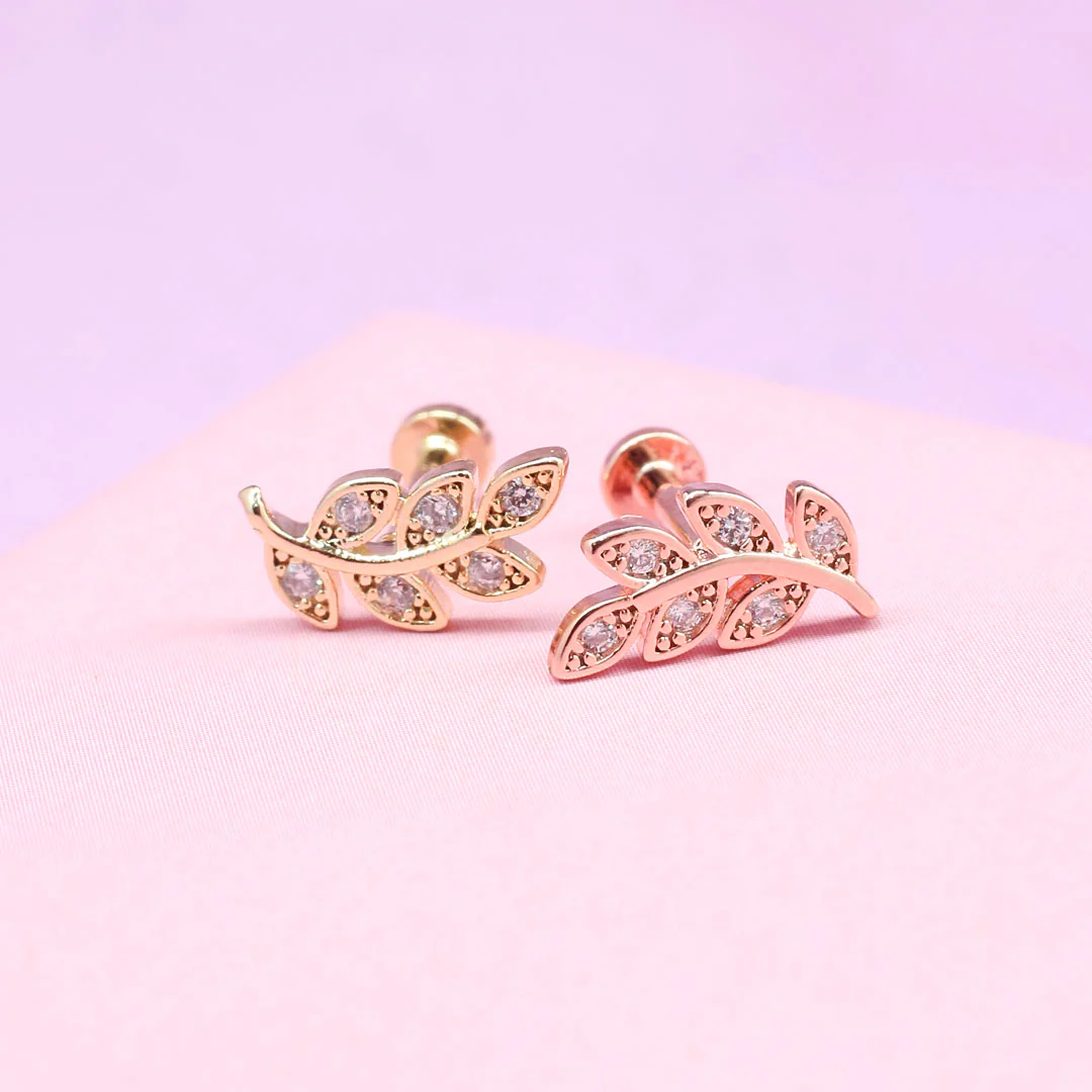 Piercing Hojita de Laurel Rosca Plana - Image 9