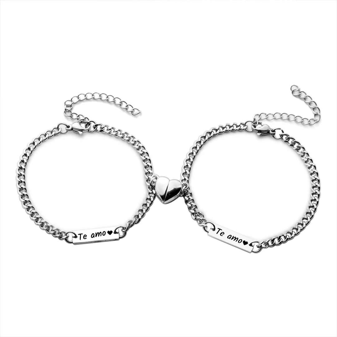 Pulseras de Pareja con Imán de Corazón Personalizada - Image 5